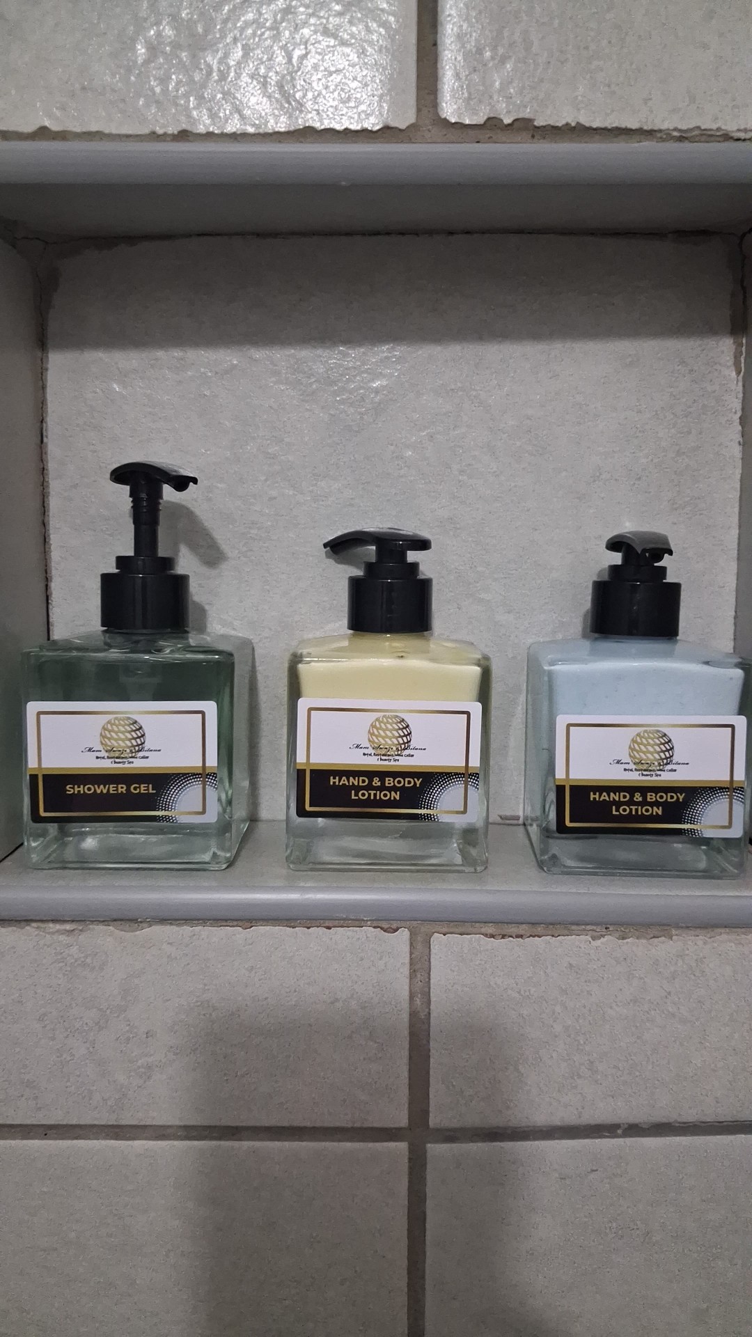 Branded Mam'Swazi & Bitana shower gel and hand & body lotion