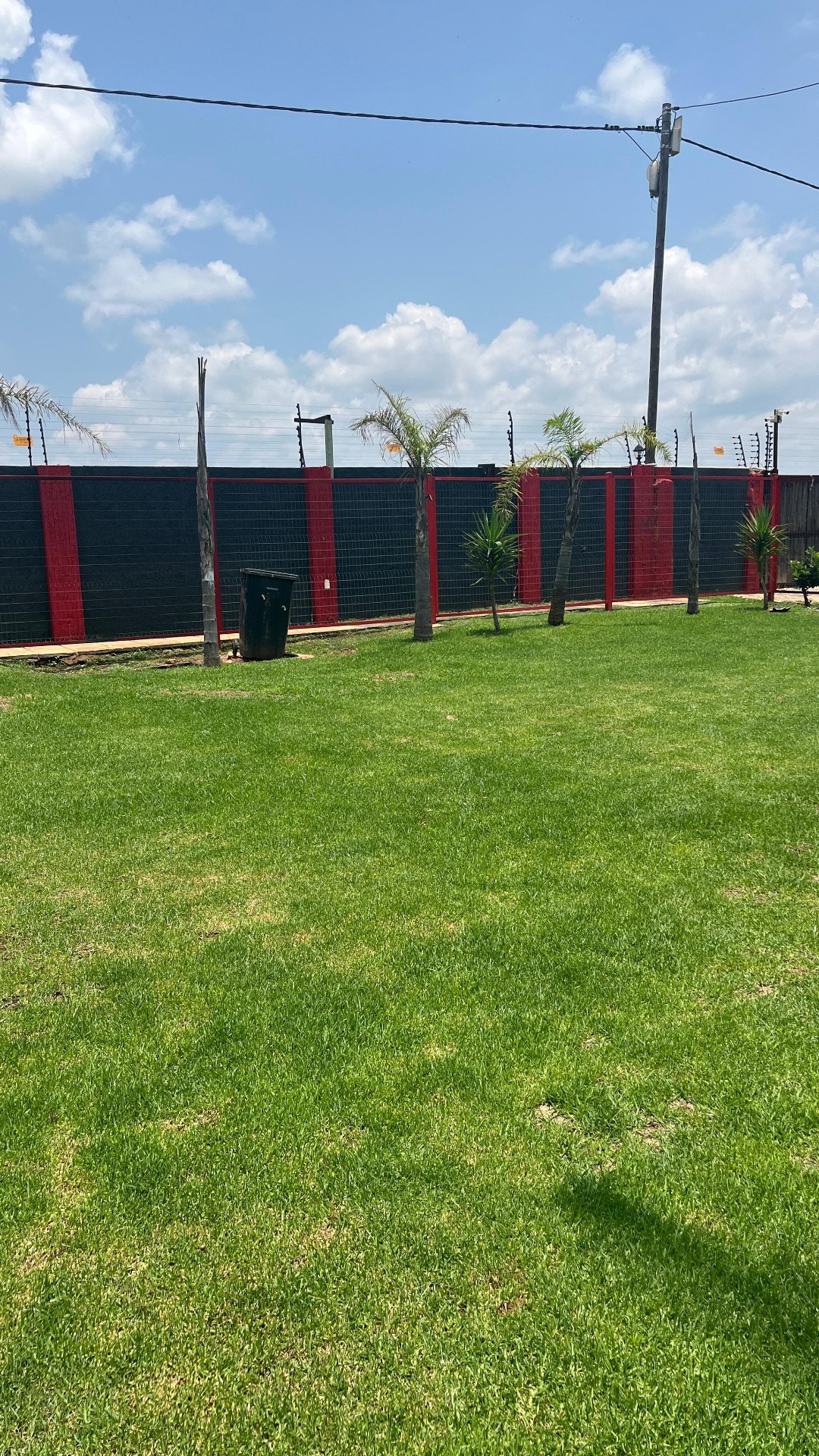 Palm-lined perimeter with electric fencing